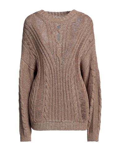 Blugirl Blumarine Woman Sweater Camel Size Xl Viscose, Metallic Polyester In Brown
