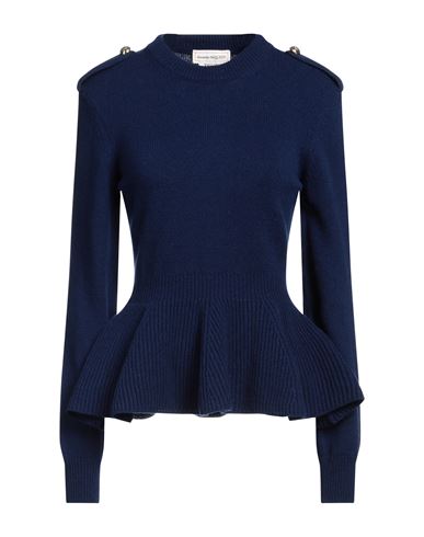 Shop Alexander Mcqueen Woman Sweater Navy Blue Size L Wool, Cashmere, Polyamide
