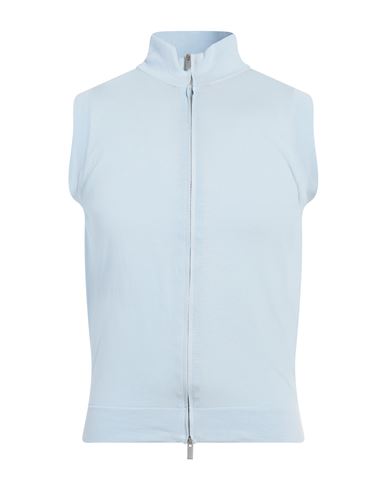Filippo De Laurentiis Man Cardigan Sky Blue Size 36 Cotton In Blue