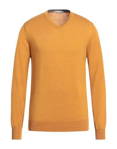 Shop Cashmere Company Man Sweater Ocher Size 42 Wool, Cashmere, Silk, Nylon In Yellow