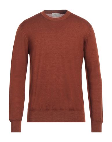 Shop Altea Man Sweater Rust Size L Virgin Wool In Red