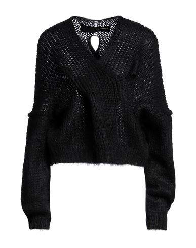 Isabel Benenato Woman Sweater Black Size 6 Mohair Wool, Polyamide, Wool