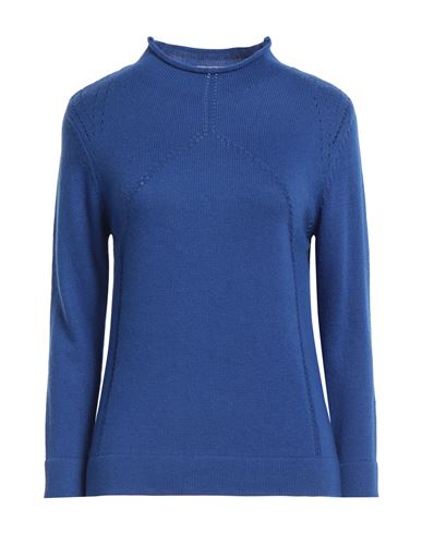 Shop Cashmere Company Woman Turtleneck Blue Size 14 Wool, Cashmere