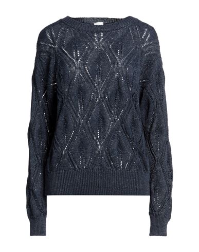 Eleventy Woman Sweater Navy Size Xxl Cotton, Linen, Polyester In Blue