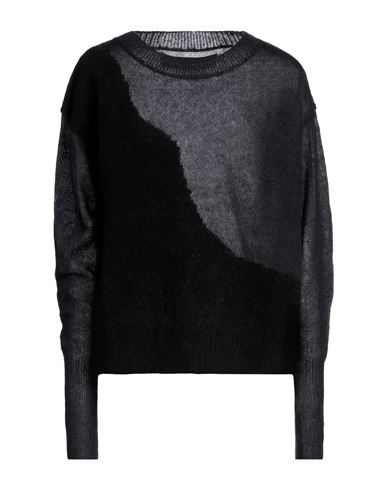 Isabel Benenato Woman Sweater Black Size 10 Mohair Wool, Wool, Silk, Polyamide, Elastane