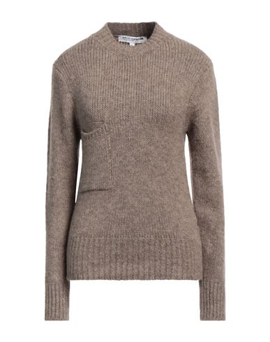 European Culture Woman Sweater Khaki Size Xl Acrylic, Polyamide, Wool, Elastane In Beige