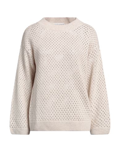 European Culture Woman Sweater Beige Size Xxl Wool, Viscose, Polyamide, Cashmere
