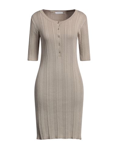 Shop Majestic Filatures Woman Mini Dress Sand Size 1 Organic Cotton, Viscose, Elastane, Metallic Fiber In Beige
