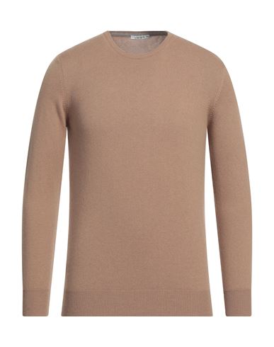 Shop Kangra Man Sweater Camel Size 48 Wool, Silk, Cashmere In Beige