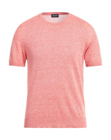Shop Drumohr Man Sweater Coral Size 42 Linen, Cotton In Red
