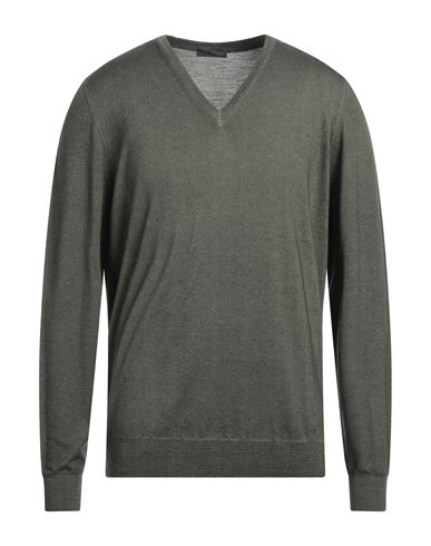 Shop Drumohr Man Sweater Military Green Size Xxl Super 140s Wool