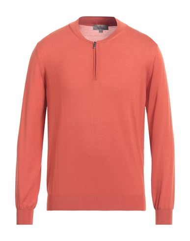 Shop Canali Man Sweater Rust Size 40 Merino Wool In Red