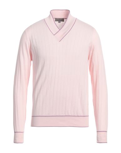 Shop Canali Man Sweater Pink Size 40 Cotton, Cashmere