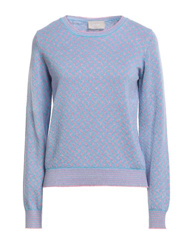 Shop Drumohr Woman Sweater Azure Size Xs Cotton, Linen In Blue