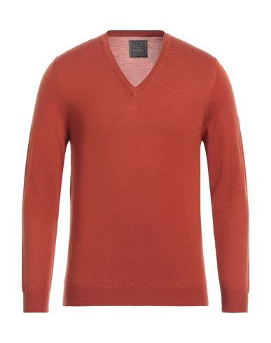 Fedeli Man Sweater Rust Size 42 Wool In Red