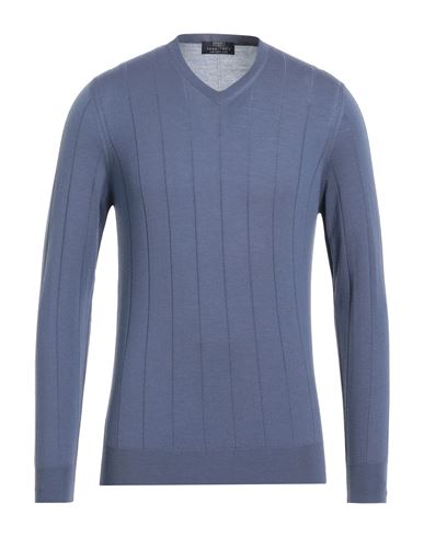 Shop Fedeli Man Sweater Purple Size 42 Super 140s Wool