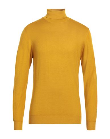 Shop Fedeli Man Turtleneck Ocher Size 40 Merino Wool In Yellow