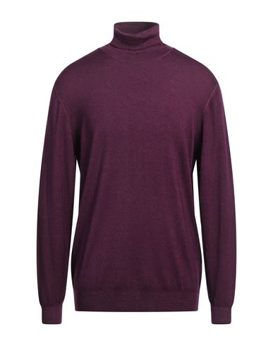 Shop Fedeli Man Turtleneck Purple Size 44 Merino Wool
