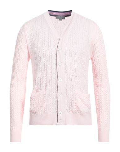 Shop Canali Man Cardigan Light Pink Size 40 Cotton, Cashmere