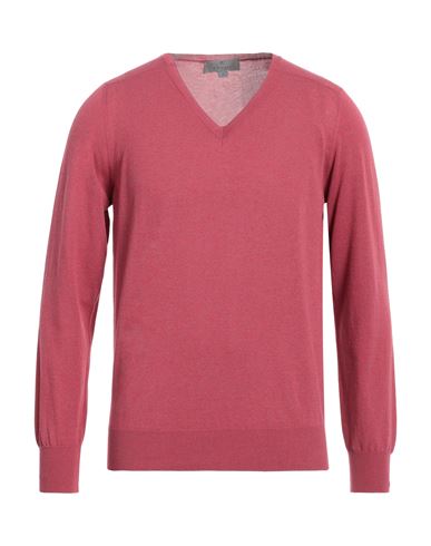 Shop Canali Man Sweater Garnet Size 40 Cotton In Red