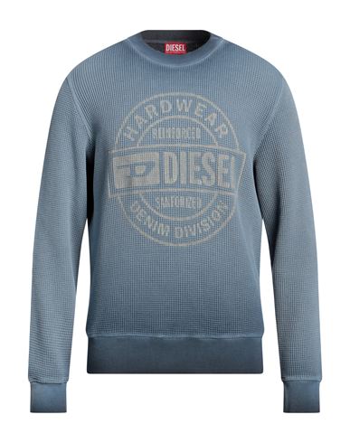 Diesel Man Sweatshirt Slate Blue Size 3xl Cotton In Metallic