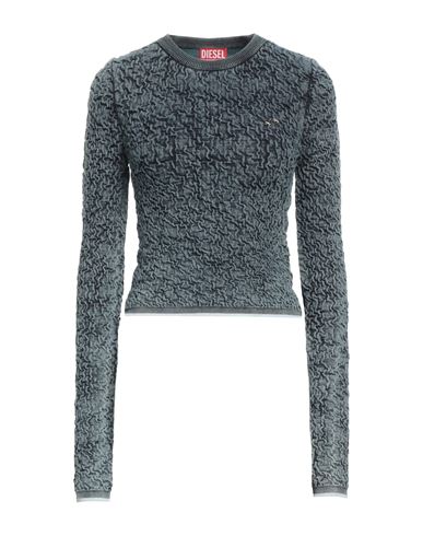 Shop Diesel Woman Sweater Slate Blue Size Xl Cotton, Nylon, Polypropylene, Elastane
