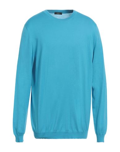 Svevo Man Sweater Azure Size 36 Cotton In Blue