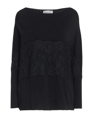 Ermanno Firenze Woman Sweater Black Size 12 Cotton, Polyamide, Viscose
