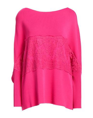 Ermanno Firenze Woman Sweater Fuchsia Size 12 Cotton, Polyamide, Viscose In Pink