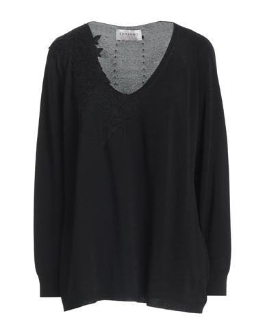 Shop Ermanno Firenze Woman Sweater Black Size 12 Viscose, Polyamide, Cotton