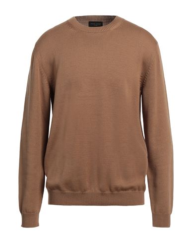 Roberto Collina Man Sweater Camel Size 44 Merino Wool In Beige