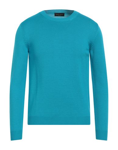 Roberto Collina Man Sweater Azure Size 42 Baby Alpaca Wool, Nylon, Wool In Blue