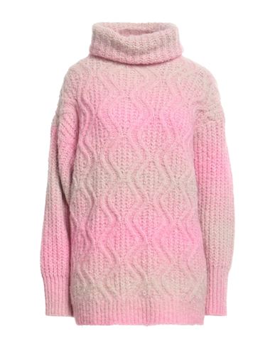 Shop Roberto Collina Woman Turtleneck Pink Size Xxl Baby Alpaca Wool, Nylon