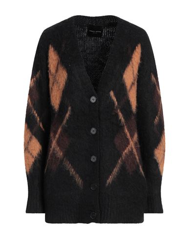Roberto Collina Woman Cardigan Black Size S Baby Alpaca Wool, Nylon, Wool In Black