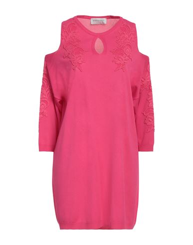 Ermanno Firenze Woman Mini Dress Fuchsia Size 12 Viscose, Polyamide, Cotton In Pink