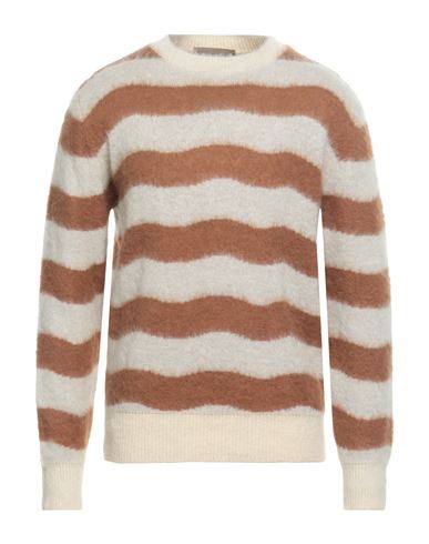 Shop Salvatore Santoro Man Sweater Camel Size L Acrylic, Nylon, Mohair Wool, Wool, Elastic Fibres In Beige