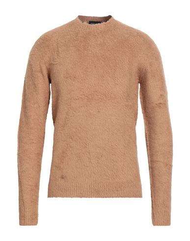 Roberto Collina Man Sweater Camel Size 38 Cotton, Nylon, Elastane In Brown