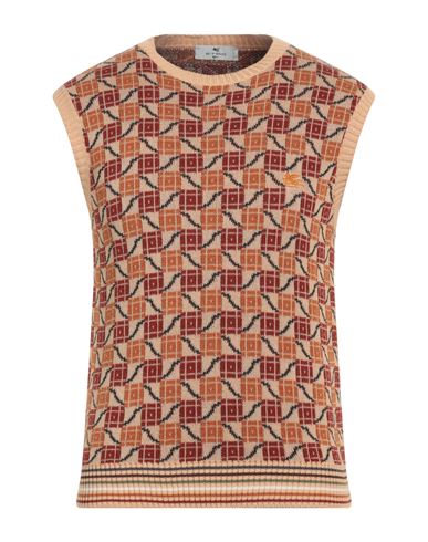 Etro Man Sweater Sand Size M Cotton, Wool In Brown