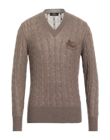 Etro Man Sweater Khaki Size L Cashmere In Brown
