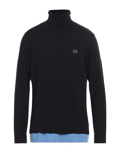 Shop Off-white Man Turtleneck Midnight Blue Size S Wool, Polyamide