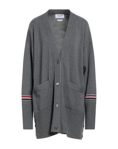 Shop Thom Browne Woman Cardigan Grey Size 2 Virgin Wool
