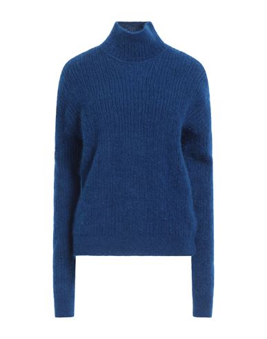 Saint Laurent Woman Turtleneck Blue Size L Mohair Wool, Polyamide, Elastane