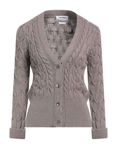 Thom Browne Woman Cardigan Khaki Size 8 Merino Wool In Beige