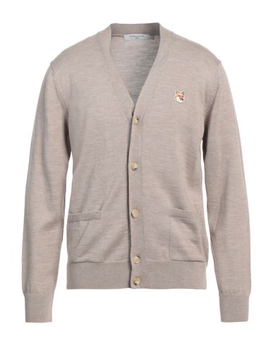 Maison Kitsuné Man Cardigan Taupe Size Xs Wool In Grey