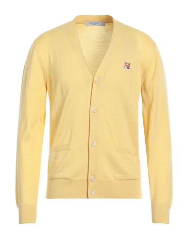 Shop Maison Kitsuné Man Cardigan Yellow Size L Wool