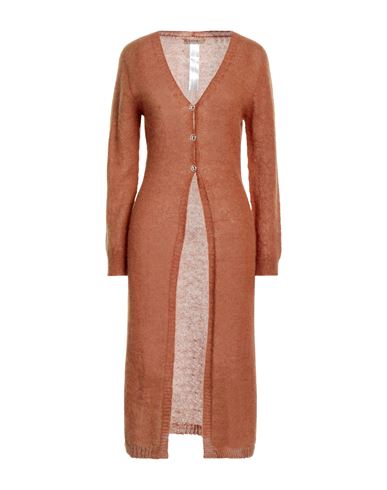 TWINSET TWINSET WOMAN CARDIGAN CAMEL SIZE L MOHAIR WOOL, ALPACA WOOL, POLYAMIDE 