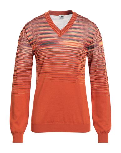 M Missoni Man Sweater Rust Size Xl Wool In Red