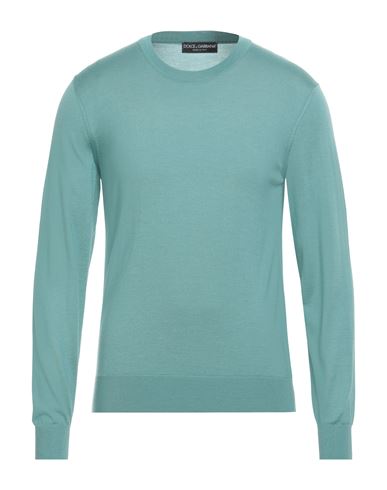 Dolce & Gabbana Man Sweater Turquoise Size 38 Cashmere, Silk In Blue
