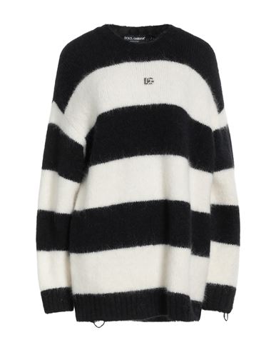 Dolce & Gabbana Striped Distressed Alpaca-blend Sweater In Black