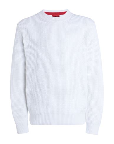 Shop Hugo Man Sweater White Size Xl Polyacrylic, Recycled Cotton, Polyester